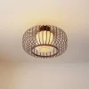 Lindby loftlampe Davella, Ø 50 cm, bambus, tekstil