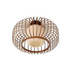 Lindby loftlampe Davella, Ø 50 cm, bambus, tekstil