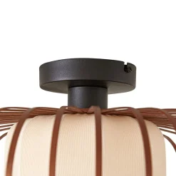 Lindby loftlampe Davella, Ø 50 cm, bambus, tekstil