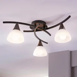 Lindby loftlampe Della, sort-guld, Ø 58 cm, 3 lyskilder, E14