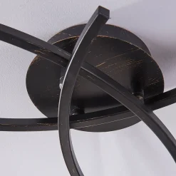 Lindby loftlampe Della, sort-guld, Ø 58 cm, 3 lyskilder, E14