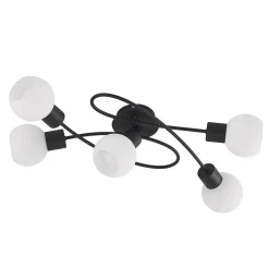Lindby loftlampe Elaina, 66 cm, 5 lyskilder, sort/hvid, E14