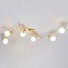 Lindby loftlampe Elaina, 180 cm, 6 lyskilder, messing, glas, E14