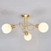 Lindby loftlampe Elaina, Ø52cm, 3 lyskilder, messing, glas, E14