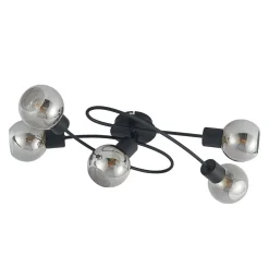 Lindby loftlampe Elaina, 66 cm, 5 lyskilder, sort/røget, E14
