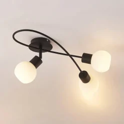 Lindby loftlampe Elaina, 54 cm, 3 lyskilder, sort/hvid, E14