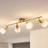 Lindby loftlampe Elaina, 70 cm, 4 lyskilder, messing, glas, E14