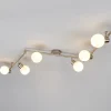 Lindby loftlampe Elaina, 180 cm, 6 lyskilder, nikkel, glas, E14