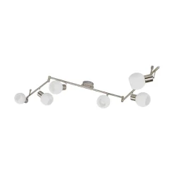 Lindby loftlampe Elaina, 180 cm, 6 lyskilder, nikkel, glas, E14