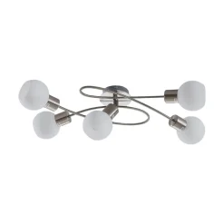 Lindby loftlampe Elaina, 65 cm, 5 lyskilder, nikkel, glas, E14