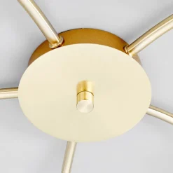 Lindby loftlampe Elaina, Ø54cm, 5 lyskilder, messing, glas, E14