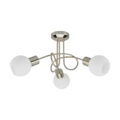 Lindby loftlampe Elaina, Ø 38cm, 3 lyskilder, nikkel, glas, E14