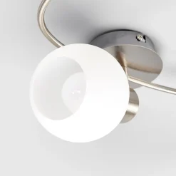 Lindby loftlampe Elaina, 50 cm, 3 lyskilder, nikkel, glas, E14