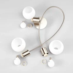 Lindby loftlampe Elaina, 50 cm, 3 lyskilder, nikkel, glas, E14