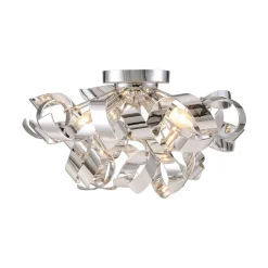 Lindby loftlampe Elviro, Ø 50 cm, kromfarvet, metal
