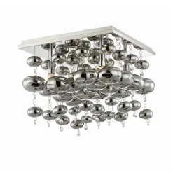 Lindby loftlampe Esfera, røggrå, glas, 4 lyskilder, 35 cm