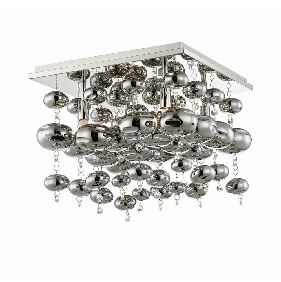 Lindby loftlampe Esfera, røggrå, glas, 4 lyskilder, 35 cm