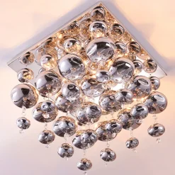 Lindby loftlampe Esfera, røggrå, glas, 4 lyskilder, 35 cm