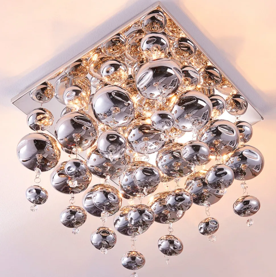 Lindby loftlampe Esfera, røggrå, glas, 4 lyskilder, 35 cm