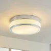 Lindby Loftlampe Flavi, Ø 28 cm, krom, glas, IP44, E27
