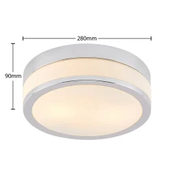 Lindby Loftlampe Flavi, Ø 28 cm, krom, glas, IP44, E27