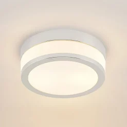 Lindby loftlampe Flavi, Ø 23 cm, krom, glas, IP44, E27