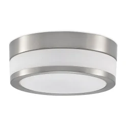 Lindby Loftlampe Flavi, Ø 23 cm, nikkel, glas, IP44, E27