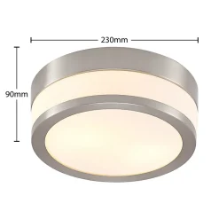 Lindby Loftlampe Flavi, Ø 23 cm, nikkel, glas, IP44, E27