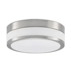 Lindby Loftlampe Flavi, Ø 28 cm, nikkel, glas, IP44, E27
