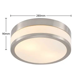 Lindby Loftlampe Flavi, Ø 28 cm, nikkel, glas, IP44, E27