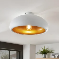 Lindby loftlampe Gerwina, hvid/guld, metal, 40 cm, E27