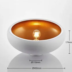 Lindby loftlampe Gerwina, hvid/guld, metal, 40 cm, E27