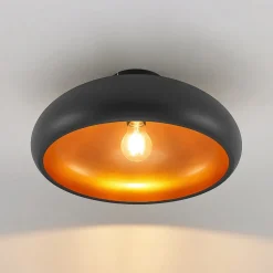 Lindby loftlampe Gerwina, sort/guld, metal, 40 cm, E27