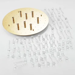 Lindby loftlampe Gillion, 8 lyskilder, guld, krystal, Ø 55cm
