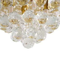 Lindby loftlampe Gillion, 4 lyskilder, guld, krystal, Ø 35cm