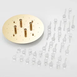 Lindby loftlampe Gillion, 4 lyskilder, guld, krystal, Ø 35cm