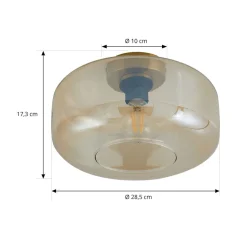 Lindby loftlampe Hildur, Ø 28,5 cm, ravfarvet, glas