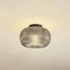 Lindby loftlampe Hildur, Ø 25 cm, røggrå, glas