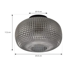 Lindby loftlampe Hildur, Ø 25 cm, røggrå, glas