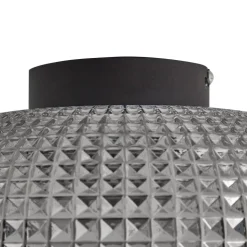 Lindby loftlampe Hildur, Ø 25 cm, røggrå, glas