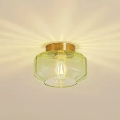 Lindby loftlampe Hildur, grøn, glas, Ø 22 cm