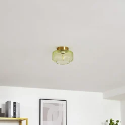 Lindby loftlampe Hildur, grøn, glas, Ø 22 cm