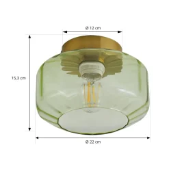 Lindby loftlampe Hildur, grøn, glas, Ø 22 cm