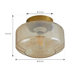 Lindby loftlampe Hildur, ravfarvet, glas, Ø 22 cm
