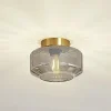 Lindby loftlampe Hildur, røggrå, glas, Ø 22 cm