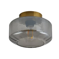 Lindby loftlampe Hildur, røggrå, glas, Ø 22 cm
