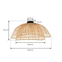 Lindby loftlampe Ilajus, Ø 62 cm, naturlig bambus