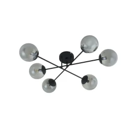 Lindby loftlampe Isamer, røggrå, Ø 80 cm, kugle