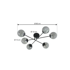 Lindby loftlampe Isamer, røggrå, Ø 80 cm, kugle