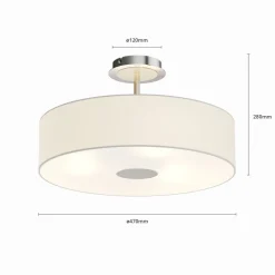 Lindby loftlampe Josia, hvid, stof, Ø 47 cm, E27